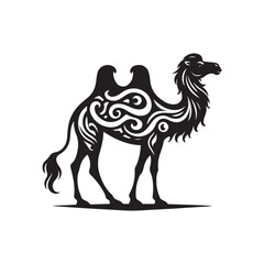Black Color Arabian Camel silhouette design Vector Illustration, Solid White Background 7.eps