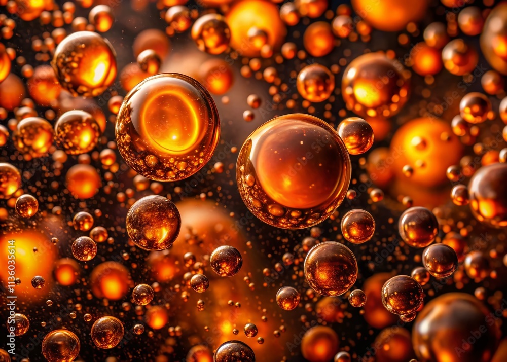 Aufkleber aerial view of an abstract background featuring dark and orange bubbles in a captivating design for 