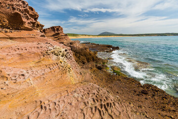 Küste bei Spiaggia di Porto Ferro, Sardinien, Italien