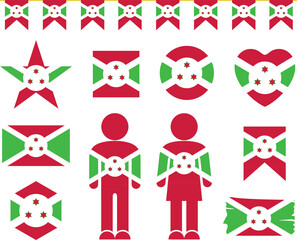 Burundi flag set. Isolated Burundi flag on white background