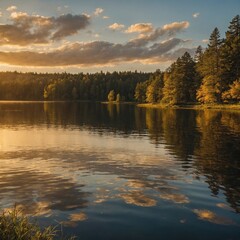 Golden Hour by a Serene Lake