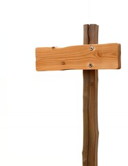 Fototapeta premium A rustic wooden signpost with a blank signboard against a white background. Perfect for adding your own message.