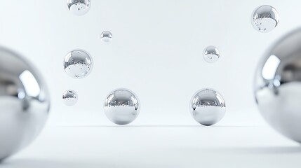 A 3D rendering of a cluster of shiny silver orbs against a white background.