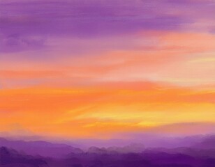 Obraz premium Generated image abstract watercolor background sunset sky orange purple