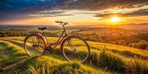 Fototapeta premium Aerial View Vintage Bicycle Big Wheel Retro Bike High Resolution Photo