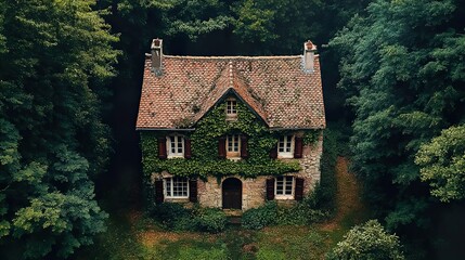 Ivy Covered Stone House in the Forest