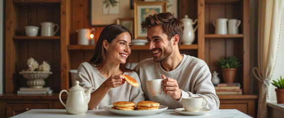 Celebrating Maslenitsa with traditional pancakes and warm smiles in a cozy setting