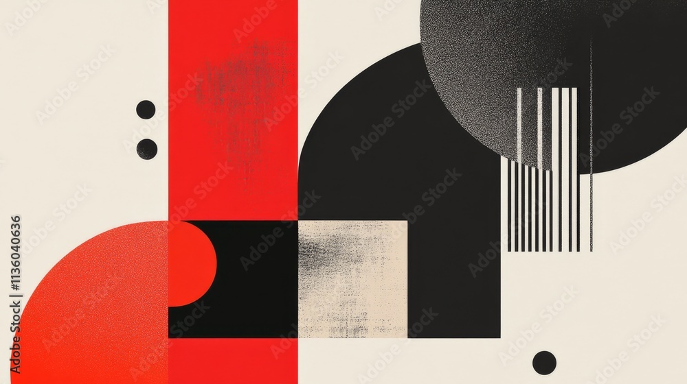 Poster dynamic abstract design featuring geometric shapes and bold colors in modern art style