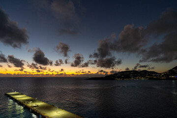 Sint Maarten, Piliphsburg - January 29 2024 - A wharf in Philipsburg at sunset