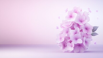 Obraz premium Minimalist hydrangea blooms in soft pastel tones indoor setting floral photography serene atmosphere close-up view