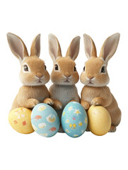 Obraz premium Easter rabbits, isolated on a transparent background, perfect for Easter, spring, or festive-themed designs.