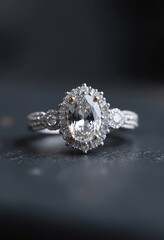 Elegant oval diamond engagement ring