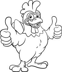 A chicken cartoon rooster cockerel bird mascot giving a thumbs up