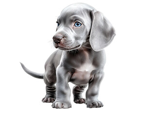 Fototapeta premium Cute gray puppy playing indoors adorable pet portrait bright room whimsical vibe