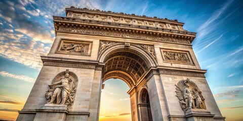 Obraz premium Arc de Triomphe Sculpture: Parisian Landmark, Triumphal Arch, Detailed Stone Carving, Architectural Masterpiece, French History