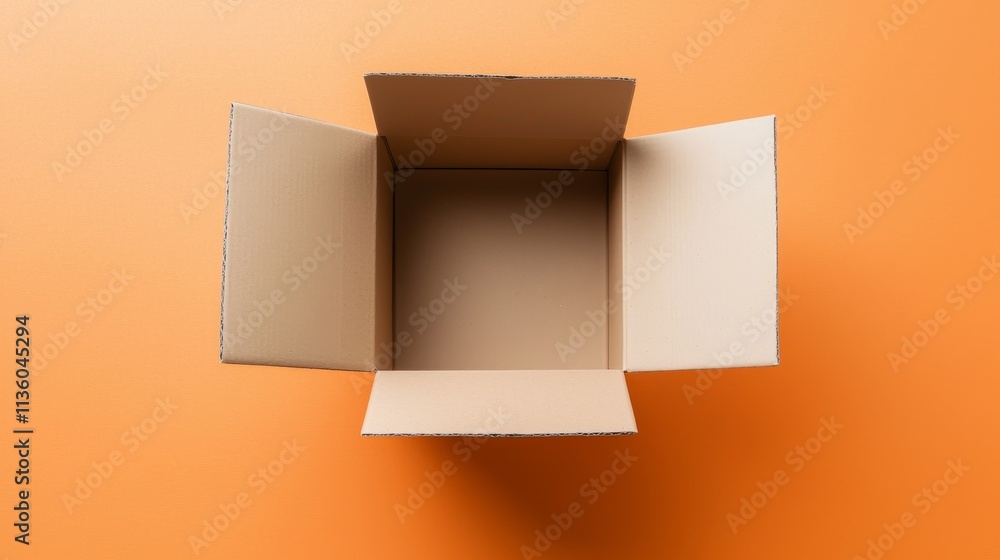 Poster top view of an empty cardboard box mockup creative studio visual content minimalist environment flat