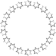 Obraz premium Hand drawn ink stars, icon, symbol, logo. Doodle sketchy brush style