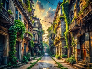 Fototapeta premium Architectural Photography: Virus Pandemic Impact on Cityscapes - Post-Apocalyptic Buildings