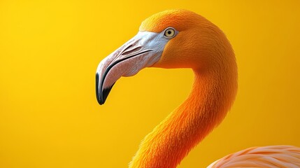 Fototapeta premium A flamingo with a yellow background