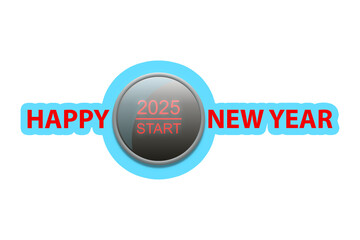 Happy New Year. Start 2025. Sticker isolated on white background. Holidays. Congratulations. B