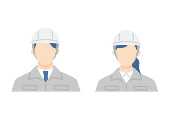 Obraz premium ヘルメットをかぶった作業服の男女