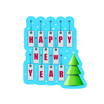 Happy New Year. Sticker isolated on white background. Holidays. Congratulations.