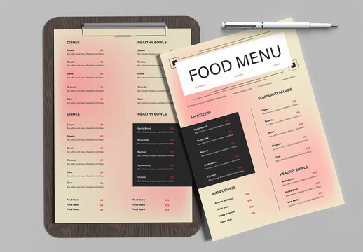 Modern Professional Food Menu Layout
