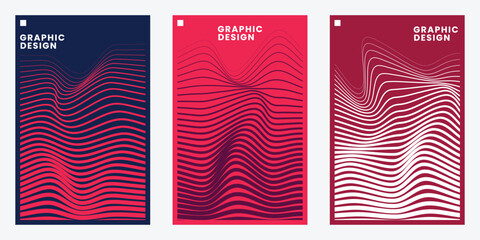 Wavy Lines Modern Poster Set for Graphic Design Vector