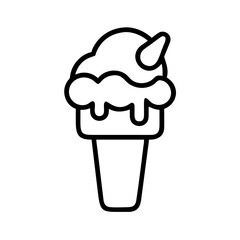 caramel ice cream icon, ice cream day line art, ice cream icon - simple black line art icon of caramel ice cream, symbolizing ice cream day celebrations. ice cream vector art.