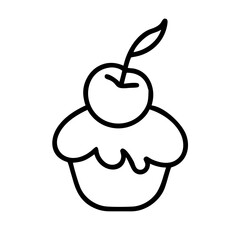 cherry on top icon, ice cream day line art, ice cream icon - simple black line art icon of cherry on top, symbolizing ice cream day celebrations. ice cream vector art.