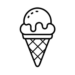 chocolate dipped cone icon, ice cream day line art, ice cream icon - simple black line art icon of chocolate dipped cone, symbolizing ice cream day celebrations. ice cream vector art.