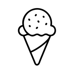 cookie cone ice cream icon, ice cream day line art, ice cream icon - simple black line art icon of cookie cone ice cream, symbolizing ice cream day celebrations. ice cream vector art.