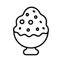 cookie dough ice cream icon, ice cream day line art, ice cream icon - simple black line art icon of cookie dough ice cream, symbolizing ice cream day celebrations. ice cream vector art.