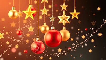 3d Vector of Christmas Ornaments Like Baubles and Stars Creating a Swirling Motion in the Air. Free Christmas Background. Chrismas Wallpaper. Cool Wallpaper 4k