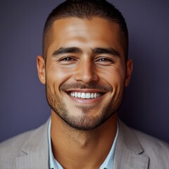 Fototapeta premium Confident businessman with a suit and a smile in a studio background, He looking at the camera