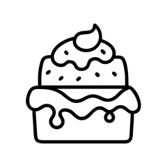fudge brownie sundae icon, ice cream day line art, ice cream icon - simple black line art icon of fudge brownie sundae, symbolizing ice cream day celebrations. ice cream vector art.