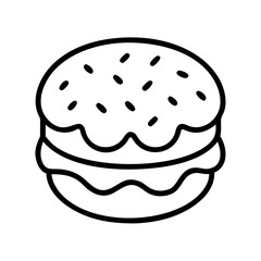 ice cream donut sandwich icon, ice cream day line art, ice cream icon - simple black line art icon of ice cream donut sandwich, symbolizing ice cream day celebrations. ice cream vector art.