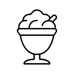 ice cream float icon, ice cream day line art, ice cream icon - simple black line art icon of ice cream float, symbolizing ice cream day celebrations. ice cream vector art.