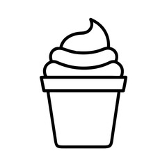 ice cream in a cup icon, ice cream day line art, ice cream icon - simple black line art icon of ice cream in a cup, symbolizing ice cream day celebrations. ice cream vector art.