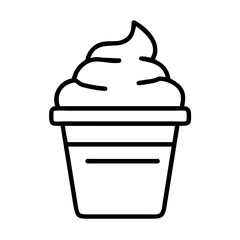 ice cream in a cup icon, ice cream day line art, ice cream icon - simple black line art icon of ice cream in a cup, symbolizing ice cream day celebrations. ice cream vector art.