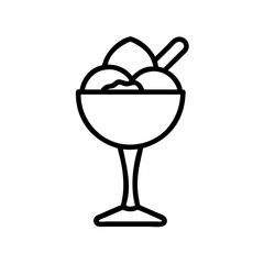 ice cream in a fancy glass icon, ice cream day line art, ice cream icon - simple black line art icon of ice cream in a fancy glass, symbolizing ice cream day celebrations. ice cream vector art.