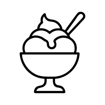 recommend clip art: ice cream sundae spoon icon, ice cream day line art, ice cream icon - simple black line art icon of ice cream sundae spoon, symbolizing ice cream day celebrations. ice cream vector art.