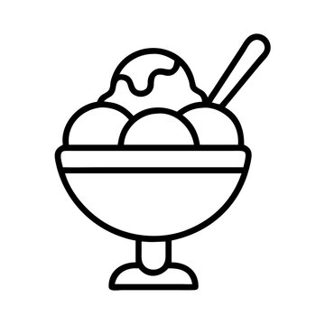 recommend clip art: ice cream sundae spoon icon, ice cream day line art, ice cream icon - simple black line art icon of ice cream sundae spoon, symbolizing ice cream day celebrations. ice cream vector art.