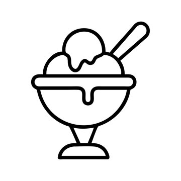 recommend clip art: ice cream sundae spoon icon, ice cream day line art, ice cream icon - simple black line art icon of ice cream sundae spoon, symbolizing ice cream day celebrations. ice cream vector art.