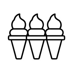 mini ice cream cones icon, ice cream day line art, ice cream icon - simple black line art icon of mini ice cream cones, symbolizing ice cream day celebrations. ice cream vector art.