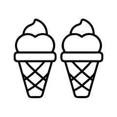 mini ice cream cones icon, ice cream day line art, ice cream icon - simple black line art icon of mini ice cream cones, symbolizing ice cream day celebrations. ice cream vector art.