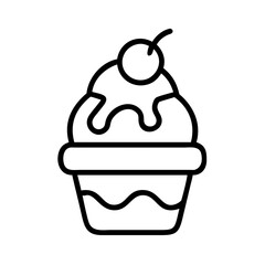 mini ice cream sundae icon, ice cream day line art, ice cream icon - simple black line art icon of mini ice cream sundae, symbolizing ice cream day celebrations. ice cream vector art.