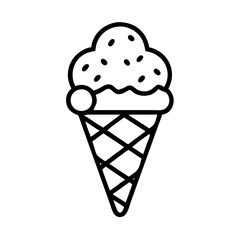 mint chocolate chip cone icon, ice cream day line art, ice cream icon - simple black line art icon of mint chocolate chip cone, symbolizing ice cream day celebrations. ice cream vector art.