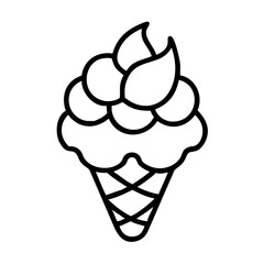 raspberry sorbet icon, ice cream day line art, ice cream icon - simple black line art icon of raspberry sorbet, symbolizing ice cream day celebrations. ice cream vector art.