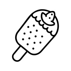 strawberry ice cream bar icon, ice cream day line art, ice cream icon - simple black line art icon of strawberry ice cream bar, symbolizing ice cream day celebrations. ice cream vector art.